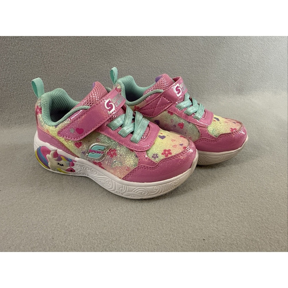 Sketchers Light Up Girls size 9, lights work, pink, glitter